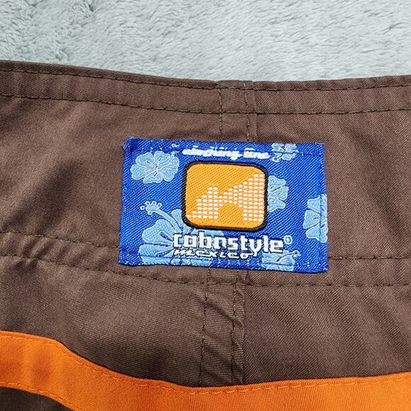 CABO STYLE Board Shorts Mens 32 Brown Tie Front Pockets Beach Swim Summer Sports - Picture 5 of 10